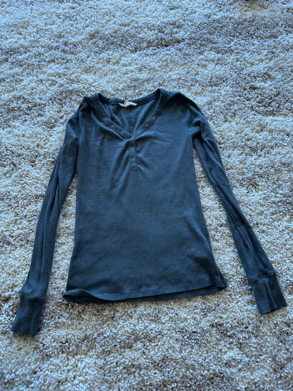 Lucky Brand Dark Charcoal Long Sleeve V-Neck Henley